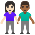 woman and man holding hands, light skin tone, medium-dark skin tone